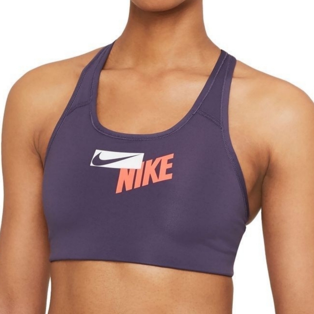 Nike Purple Swoosh Logo Mesh Medium Support Racerback Sports Bra
